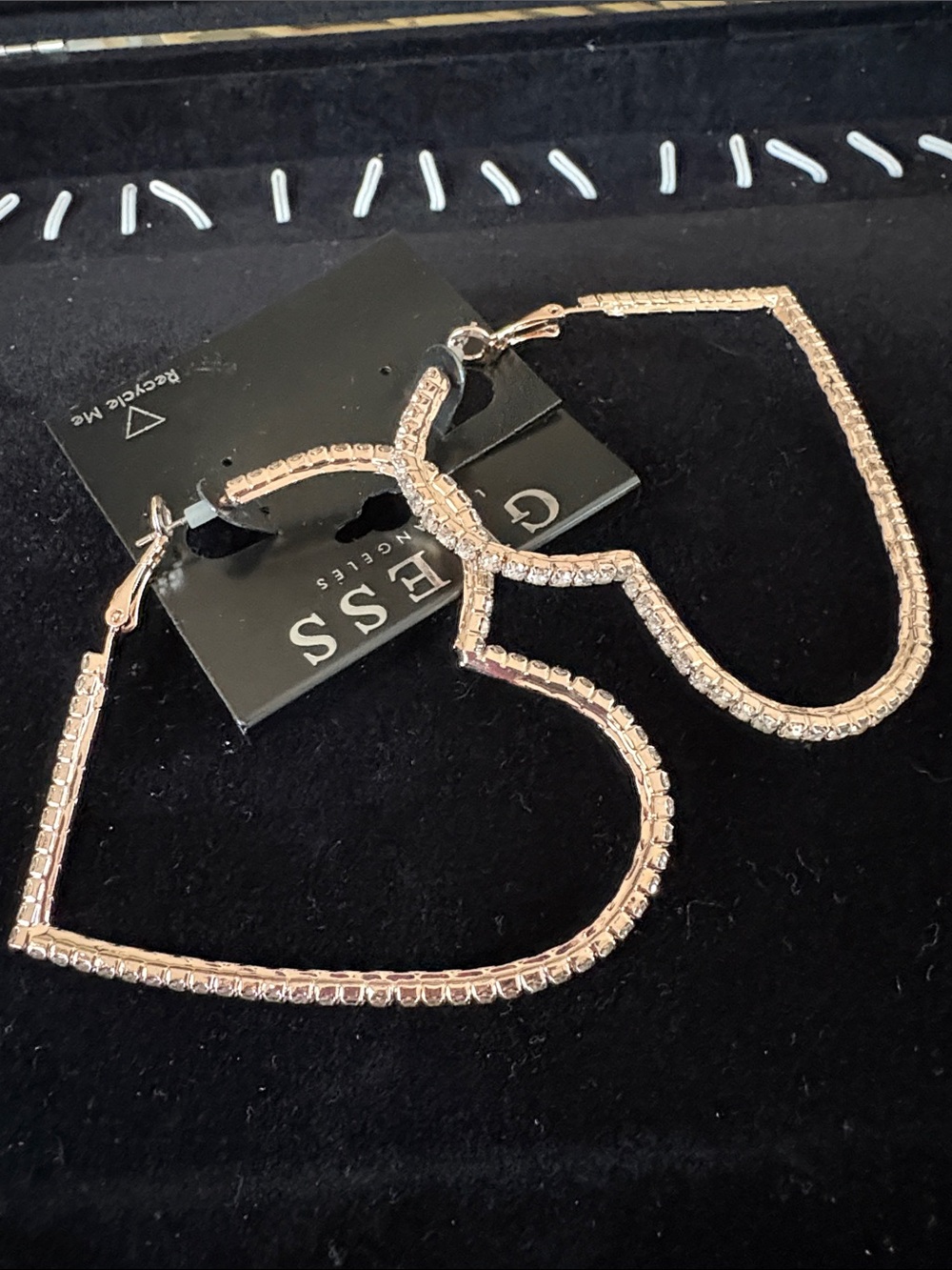 Guess Rose God Heart earrings with Rhinestones New